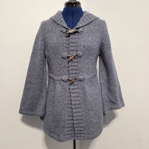 Y2K Periwinkle Blue Wool Mohair Blend Hooded Cardigan Size L